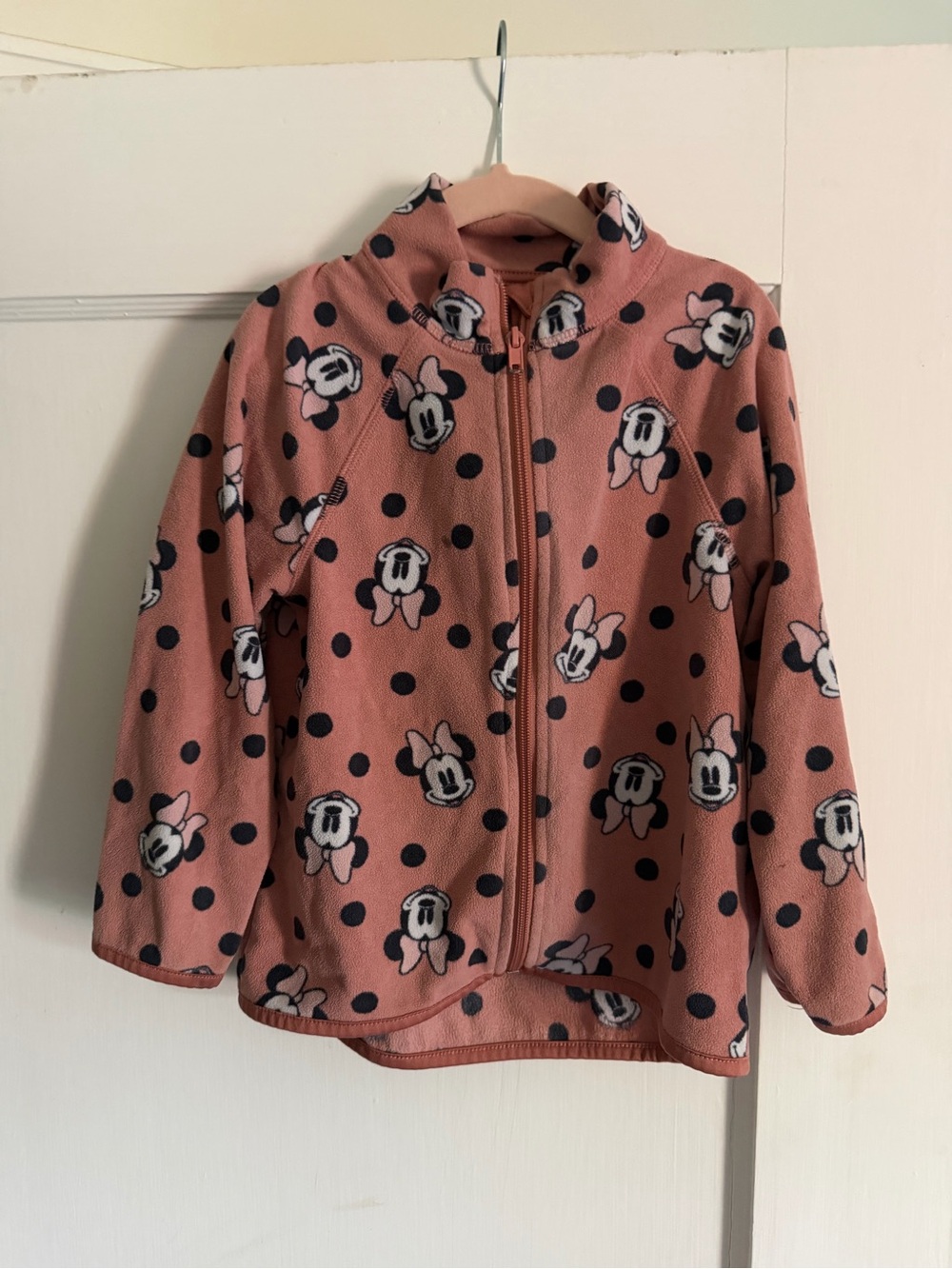 Disney Pink Minnie Mouse Polka Dot Zip Fleece Hoodie